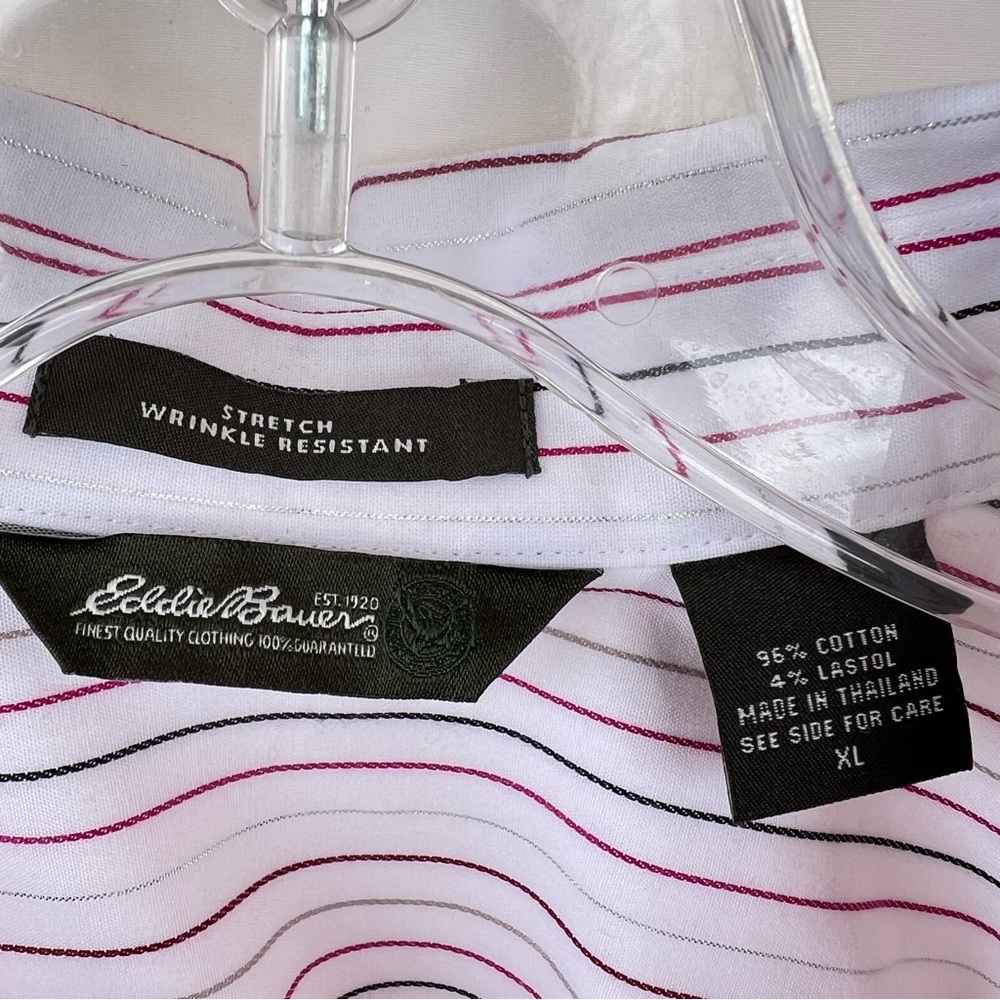Eddie Bauer Stretch Wrinkle Resistant Striped Long Sleeve Blouse Size XL - Picture 7 of 10
